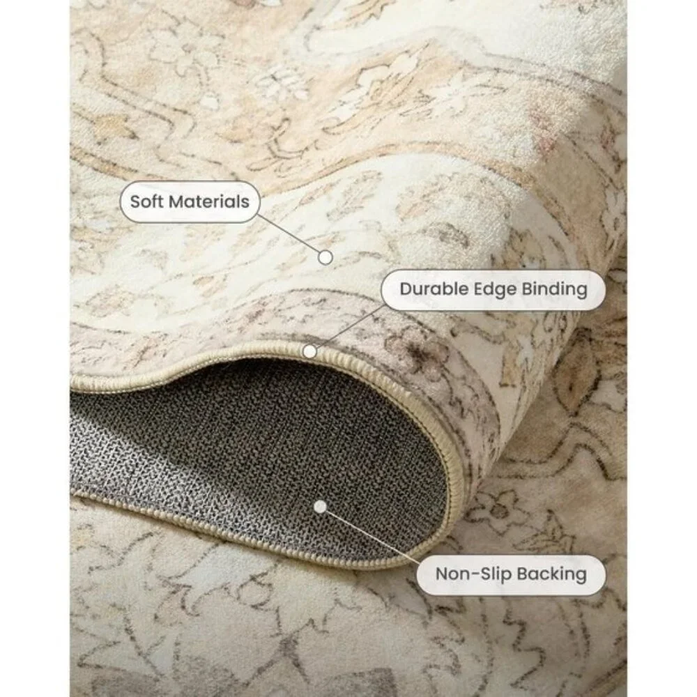 New 8x10 Vintage Area Rug, Soft Washable Non-Slip Low Profile Carpet for Home